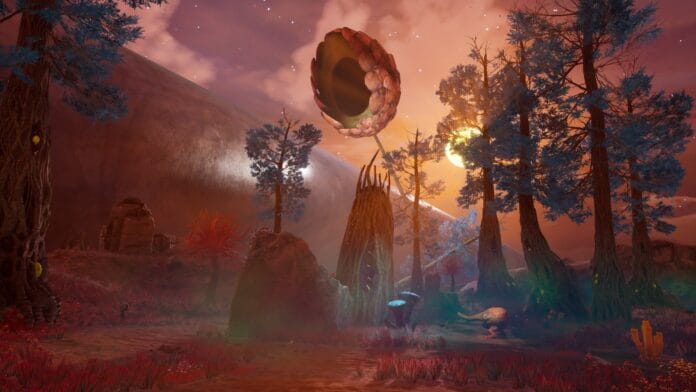 Eternal Cylinder -pelin kuvakaappaus. Vieraiden planeettojen tutkimista!