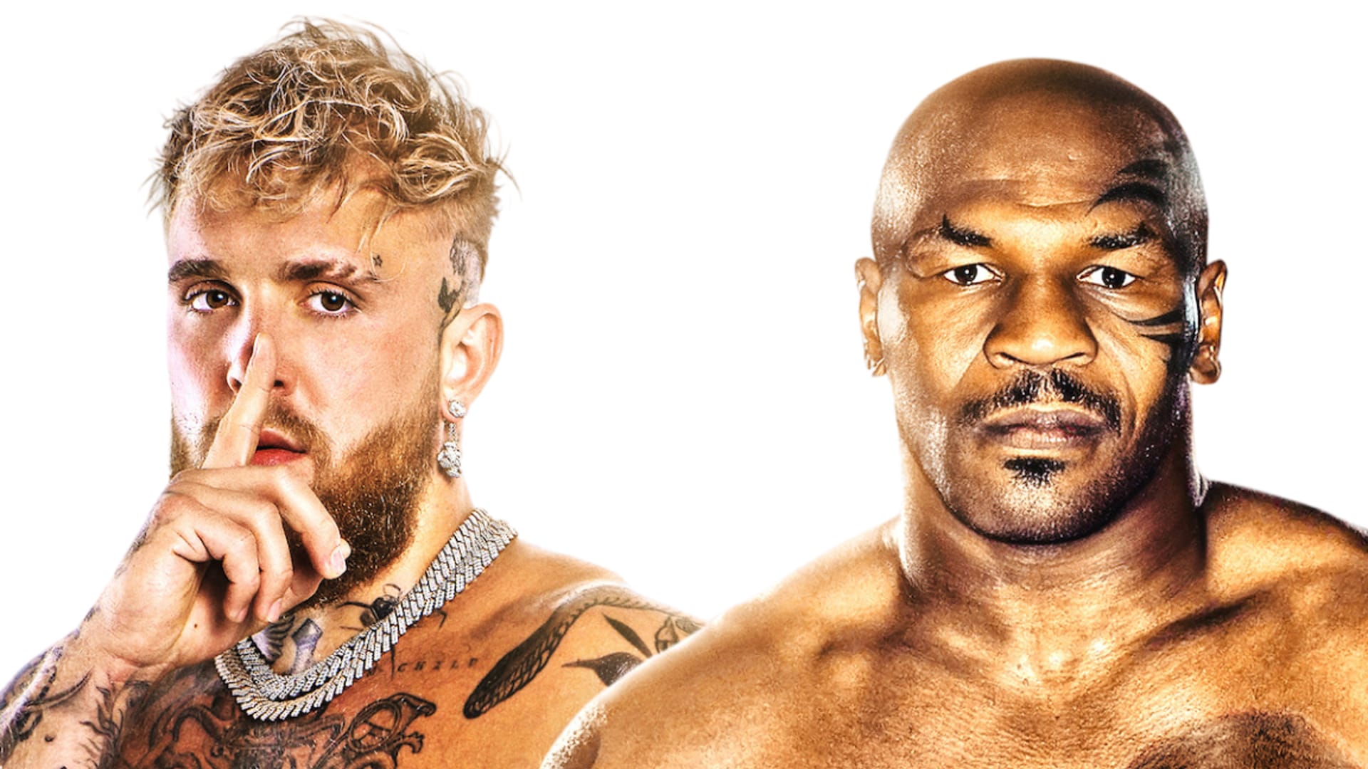 Jake Paul ja Mike Tyson poseeraavat kameran edessä valmistautuessaan vuosisadan otteluun