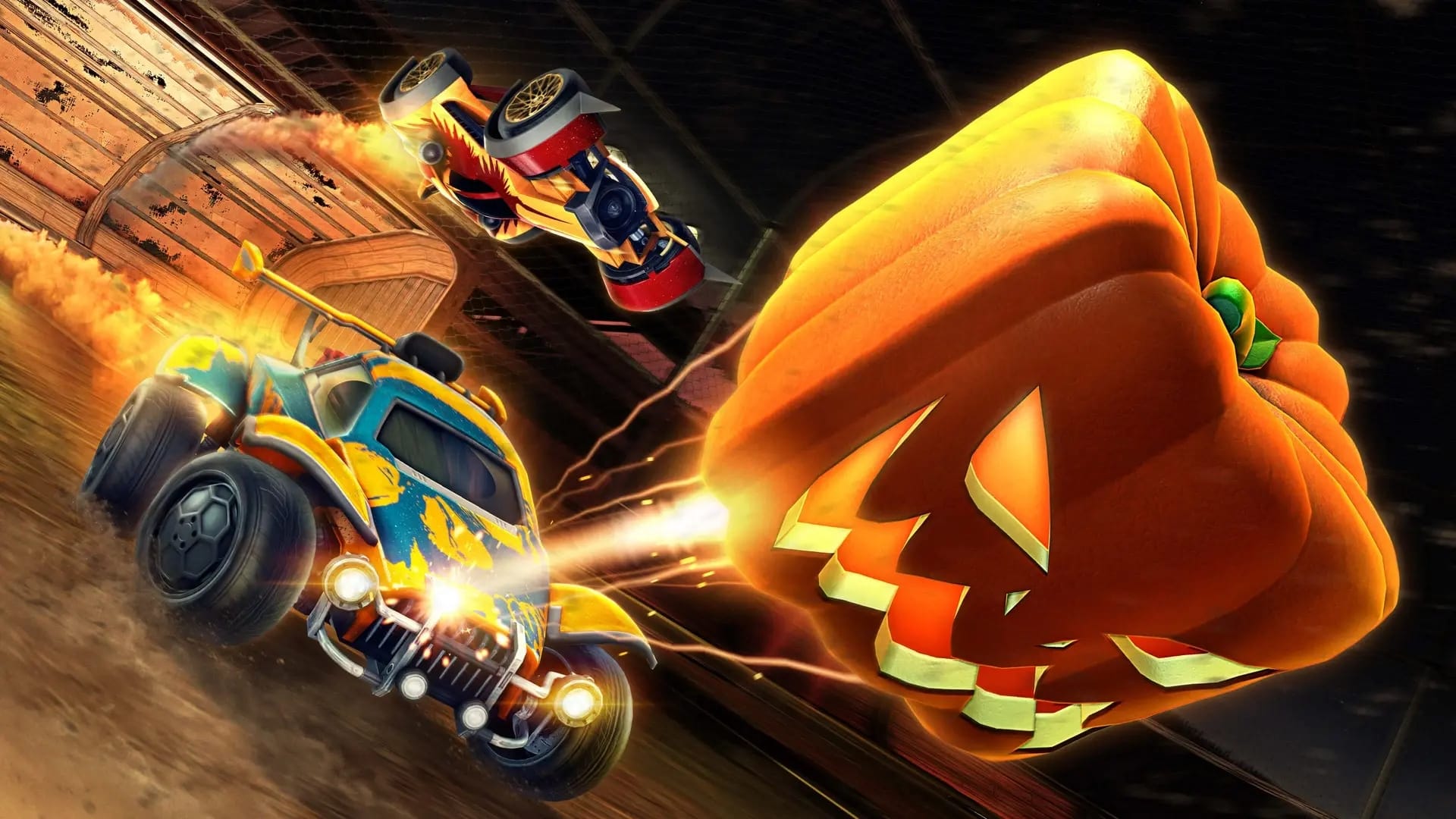 Rocket League -pelin kuvakaappaus. Rocket Leaguen Halloween alkaa.
