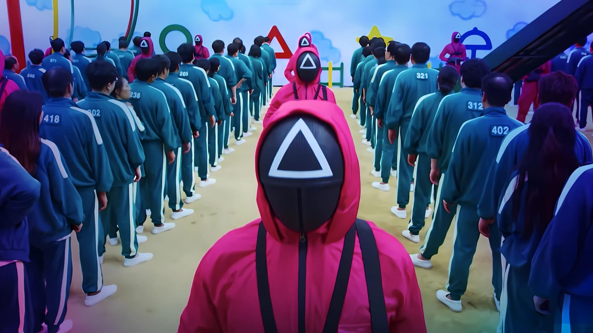 Kuvakaappaus Squid Game -sarjasta. David Fincher tekee sarjan Squid Game englanniksi.